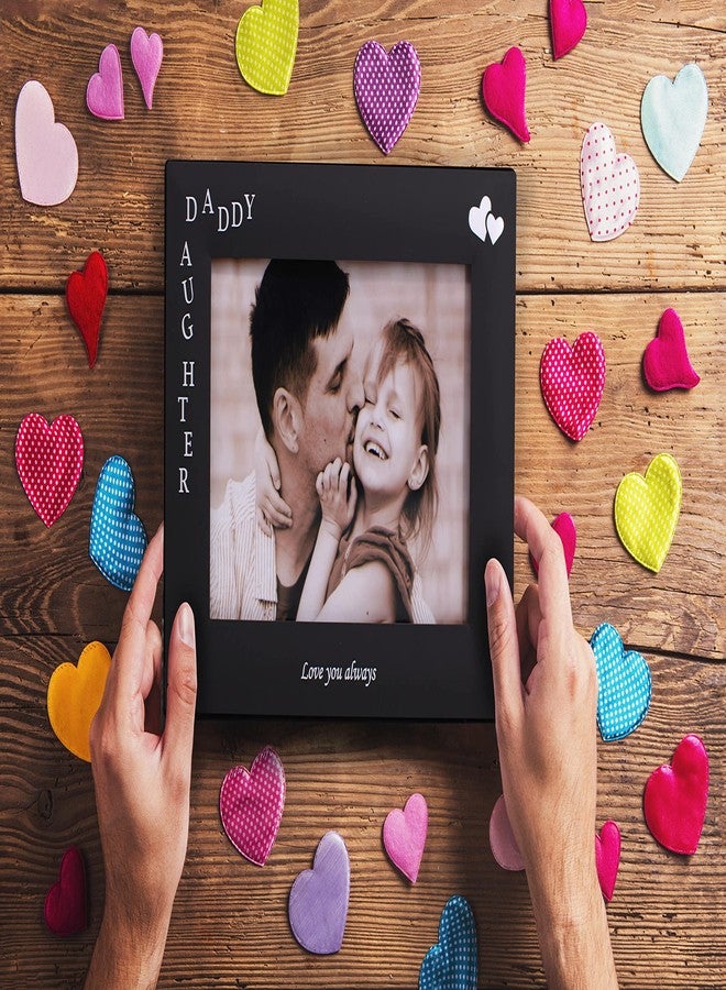 LEADEX Daddy & Daughter Love You Always Gift for Dad from Daughter, Black Metal Engraved 4 by 6 inch Horizontal - Image 2